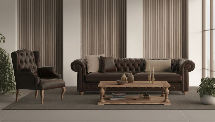 Sofa mit Sessel für das Wohnzimmer Moderne Gemütlichkeit ohne Übermaß