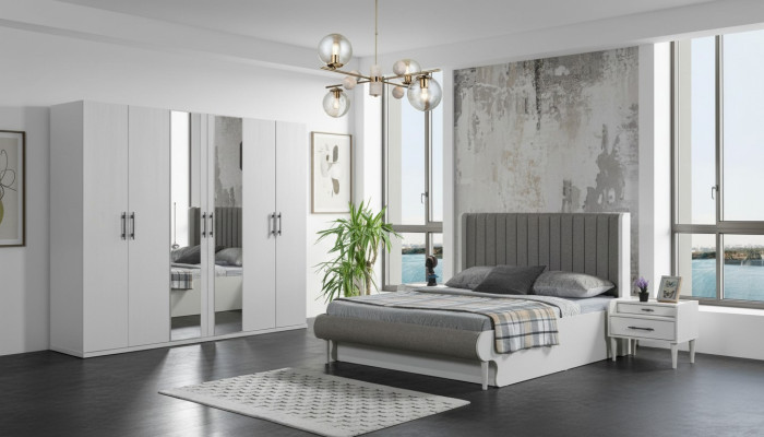 Komplettschlafzimmer 4-teilig Bett Schrank Nachttische modern