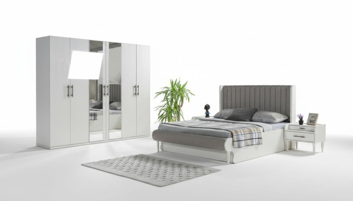 Komplettschlafzimmer 4-teilig Bett Schrank Nachttische modern