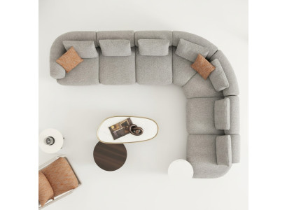 Moderner grauer Wohnzimmer Set aus Textil und Holz