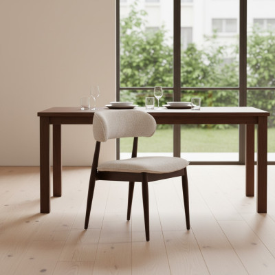 Beiger Holz-Textil Stuhl im eleganten Design