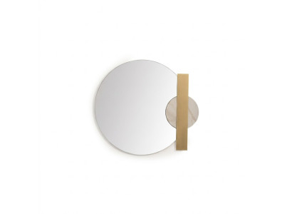 Eleganter transparenter Spiegel aus Glas und Holz in Goldoptik