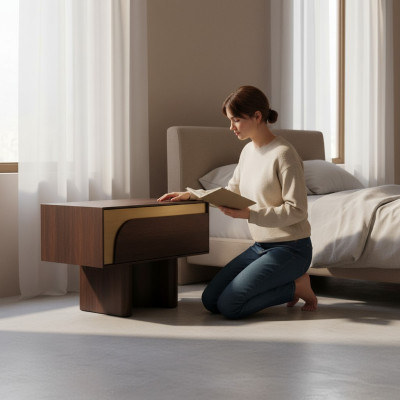 Moderner Nachttisch aus Holz in Braun