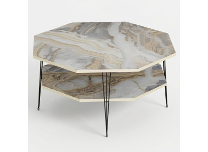 Moderner Mehrfarbiger Couchtisch aus Holz und Edelstahl