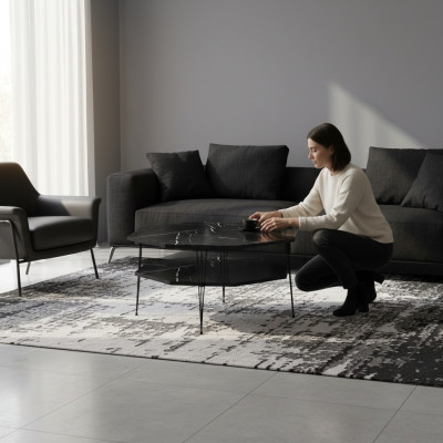 Eleganter schwarzer Couchtisch aus Holz für modernes Wohnzimmer