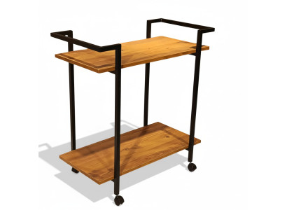 Eleganter Servierwagen aus Holz in Braun mit Edelstahlakzenten