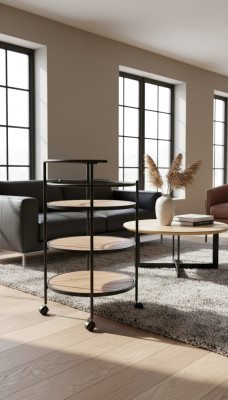Eleganter Servierwagen aus Holz in Braun mit Edelstahlakzenten