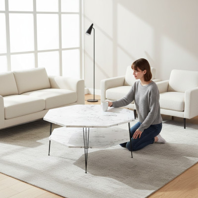 Moderner weißer Couchtisch aus Holz mit stilvollem Design