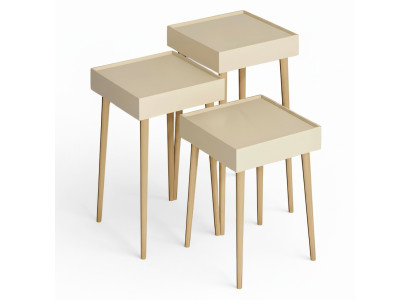 Beistelltisch Holz Beige Elegant zeitlos