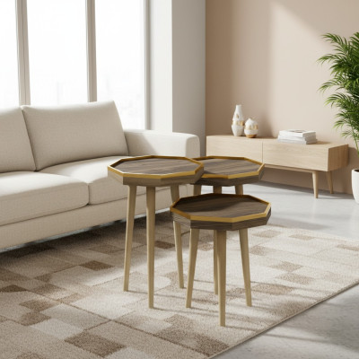 Eleganter grauer Beistelltisch aus Holz im modernen Stil