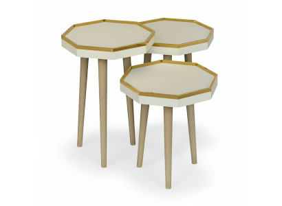 Beistelltisch aus Holz in Beige modern elegant