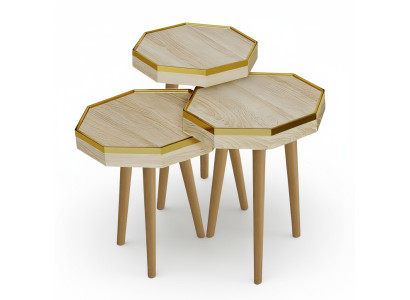 Beistelltisch aus Holz in Beige modern eleganter Wohnstil