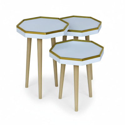 Eleganter weißer Beistelltisch aus Holz für modernes Zuhause
