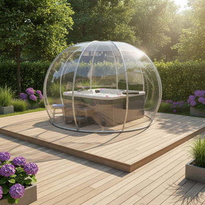 Whirlpool Whirlwanne Garten Bad Thermoholz Outdoor Erholungsbecken 200x200 cm
