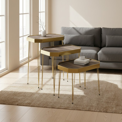 Holz Beistelltisch in Grau modern elegant für Wohnzimmer