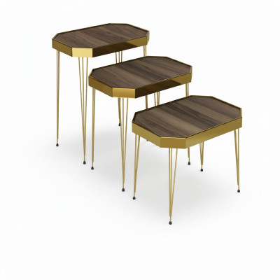 Holz Beistelltisch in Grau modern elegant für Wohnzimmer