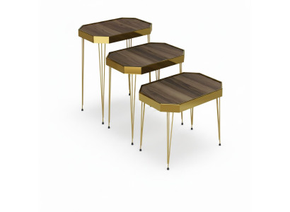 Holz Beistelltisch in Grau modern elegant für Wohnzimmer