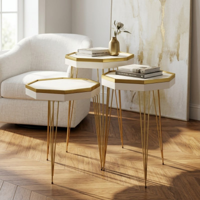 Beistelltisch Holz Beige Modern Elegant