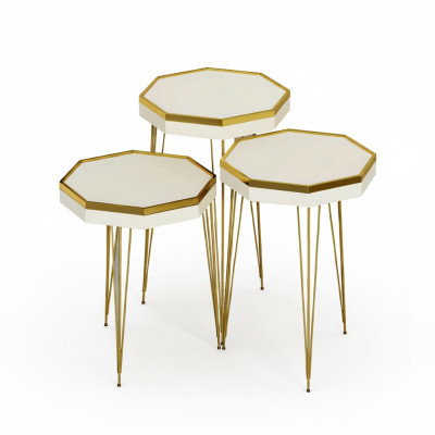 Beistelltisch Holz Beige Modern Elegant