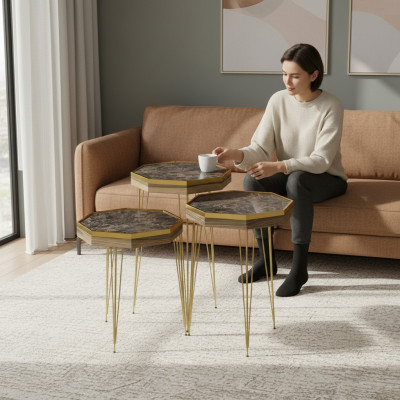Eleganter Beistelltisch aus Holz in Braun für Wohnzimmer