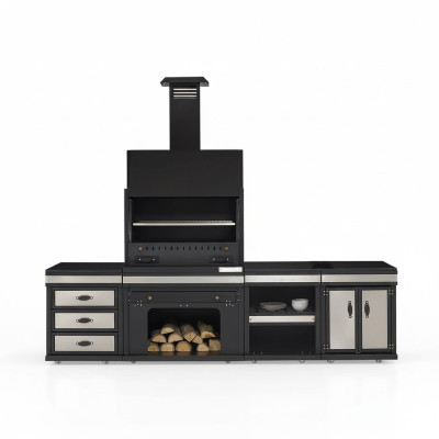 Außenküche aus Edelstahl in Schwarz modern