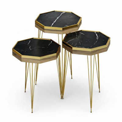 Schwarzer Holz Beistelltisch modern elegant