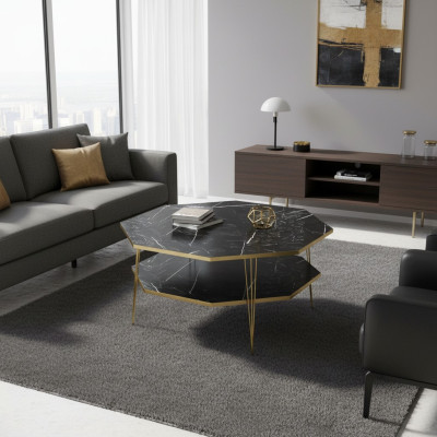 Eleganter schwarzer Couchtisch aus Holz mit modernem Design