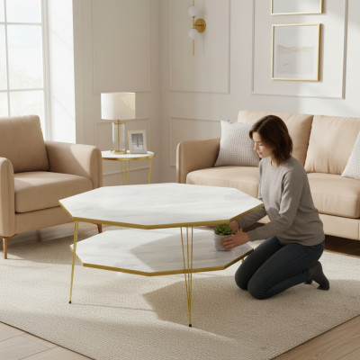 Moderner weißer Couchtisch aus Holz mit elegantem Design