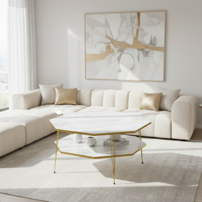 Moderner weißer Couchtisch aus Holz mit elegantem Design