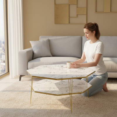 Weißer Holz Couchtisch modern stilvoll