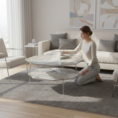 Mehrfarbiger Holz-Couchtisch im modernen Design