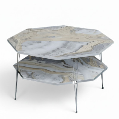 Mehrfarbiger Holz-Couchtisch im modernen Design