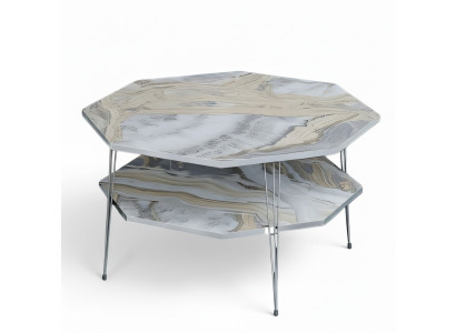 Mehrfarbiger Holz-Couchtisch im modernen Design