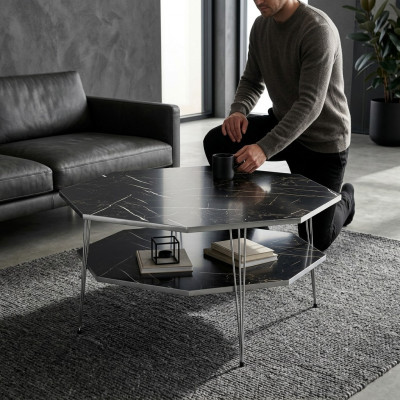 Schwarzer Holz Couchtisch modern eleganter Wohnzimmertisch