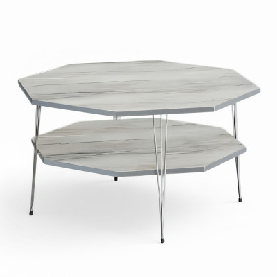 Moderner grauer Couchtisch aus Holz mit elegantem Design