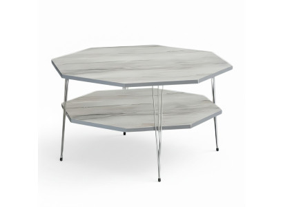 Moderner grauer Couchtisch aus Holz mit elegantem Design