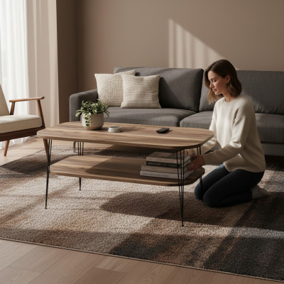 Eleganter brauner Couchtisch aus Holz für modernes Wohnzimmer
