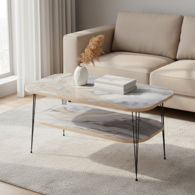 Moderner bunter Couchtisch aus Holz mit lebendigen Farben