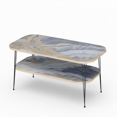 Moderner bunter Couchtisch aus Holz mit lebendigen Farben