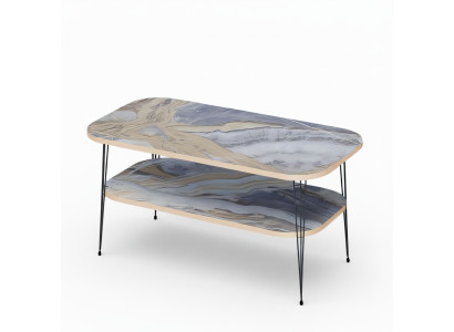 Moderner bunter Couchtisch aus Holz mit lebendigen Farben