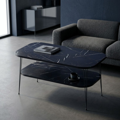 Eleganter schwarzer Couchtisch aus Holz für modernes Wohnzimmer
