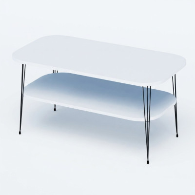 Moderner weißer Couchtisch aus Holz mit Edelstahl-Design