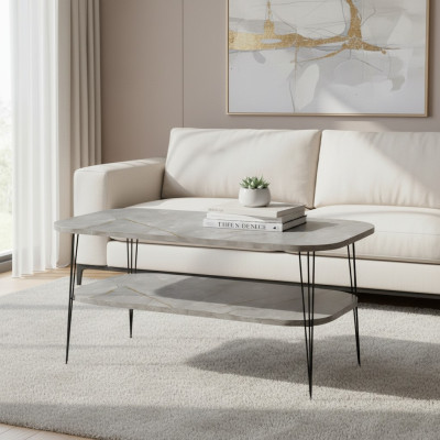 Moderner grauer Couchtisch aus Holz mit stilvollem Design