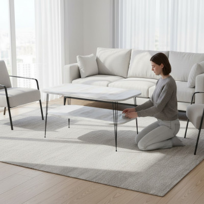 Eleganter weißer Couchtisch aus Holz mit modernem Design