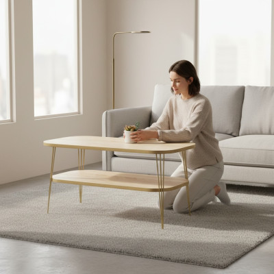 Moderner Couchtisch aus Holz in Braun für Wohnzimmer und Büro