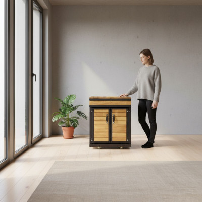 Außenküchenmodul aus Holz in Braun modern