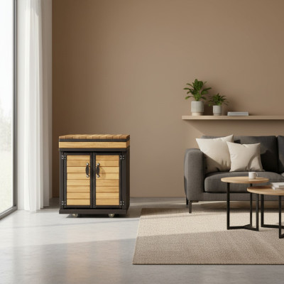 Außenküchenmodul aus Holz in Braun modern