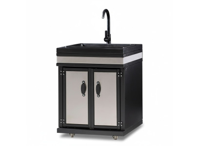 Elegantes silbernes Außenküchenmodul aus MDF und Edelstahl