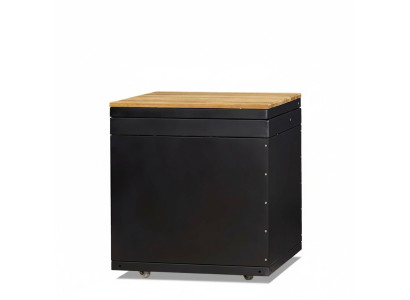 Außenküchenmodul in Schwarz aus Holz und Edelstahl für Gartenküche