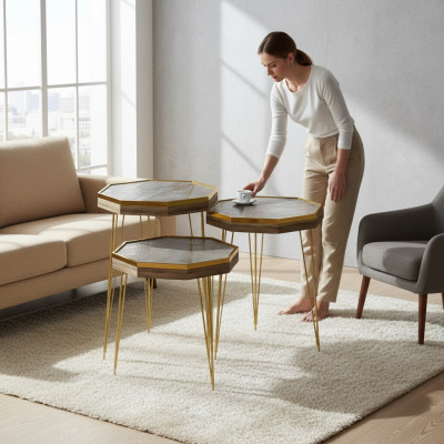 Beistelltisch aus Holz in Braun modern eleganter Wohnstil